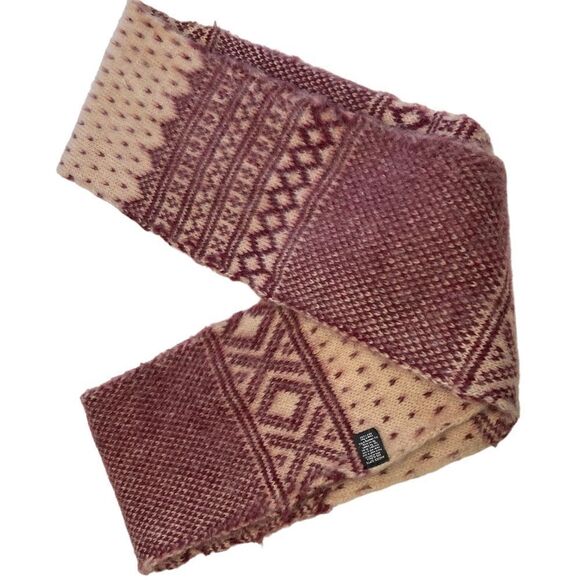 Andes gifts burgundy, and cream Nordic print alpaca blend infinity scarf - Picture 3 of 7